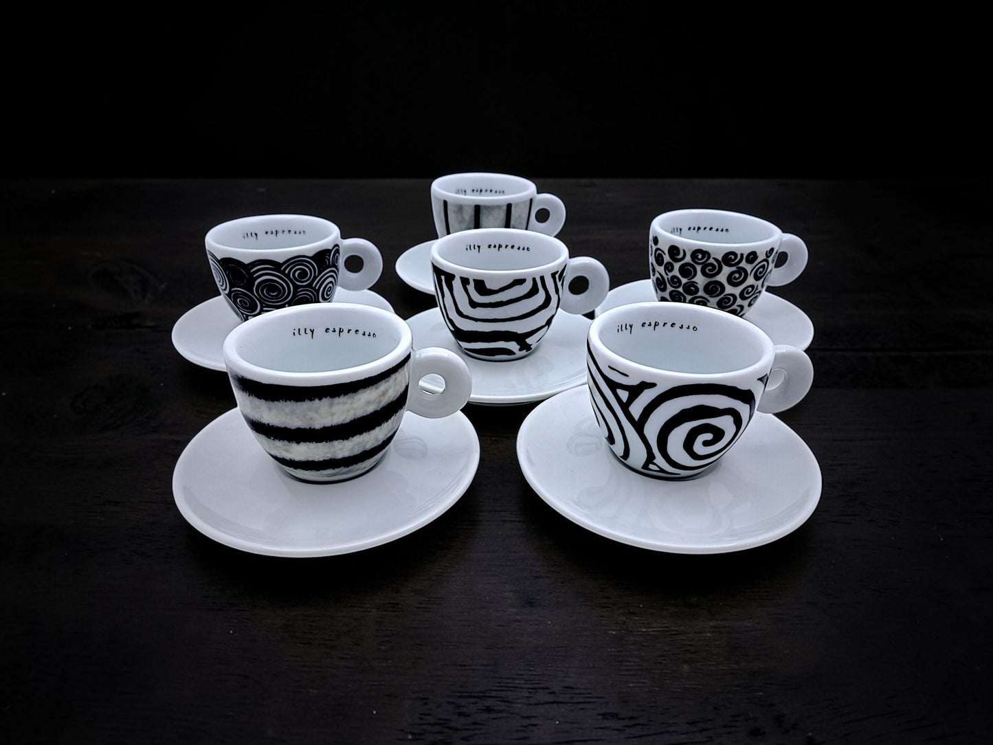 Servizio 6 Tazzine Caffè, Illy Art Collection, Spirali, Pietro Belli