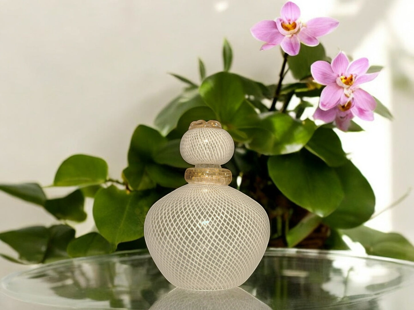 Boccetta per Profumo in Vetro di Murano, Lavorazione Reticello