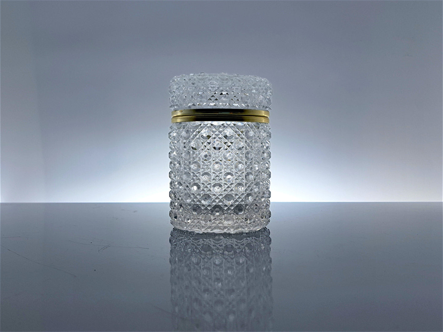 French Cylindrical Jewelry Box, Baccarat Style