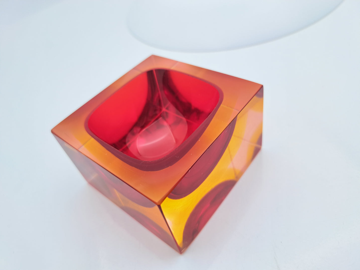 Posacenere in Vetro Sommerso Rosso di Murano, Flavio Poli per Seguso