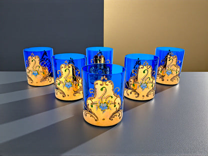 Servizio 6 Tumbler Old Fashioned, Tre Fuochi in Vetro di Murano