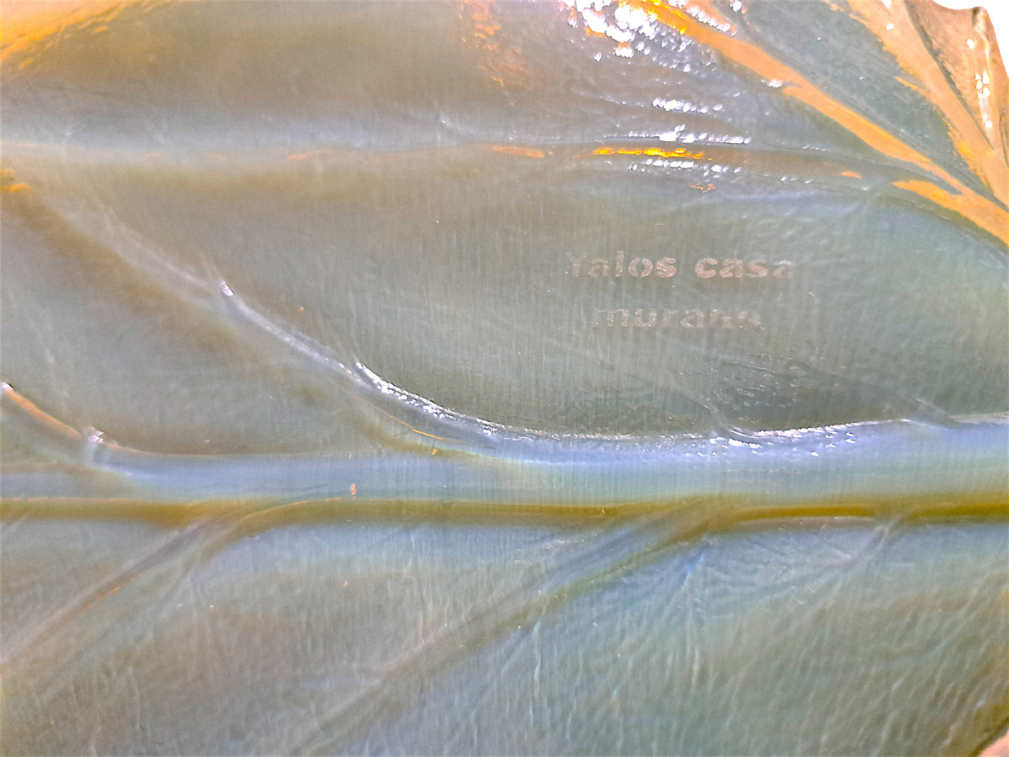 Centrotavola a forma di Foglia in Vetro di Murano Opalino Giallo, Yalos