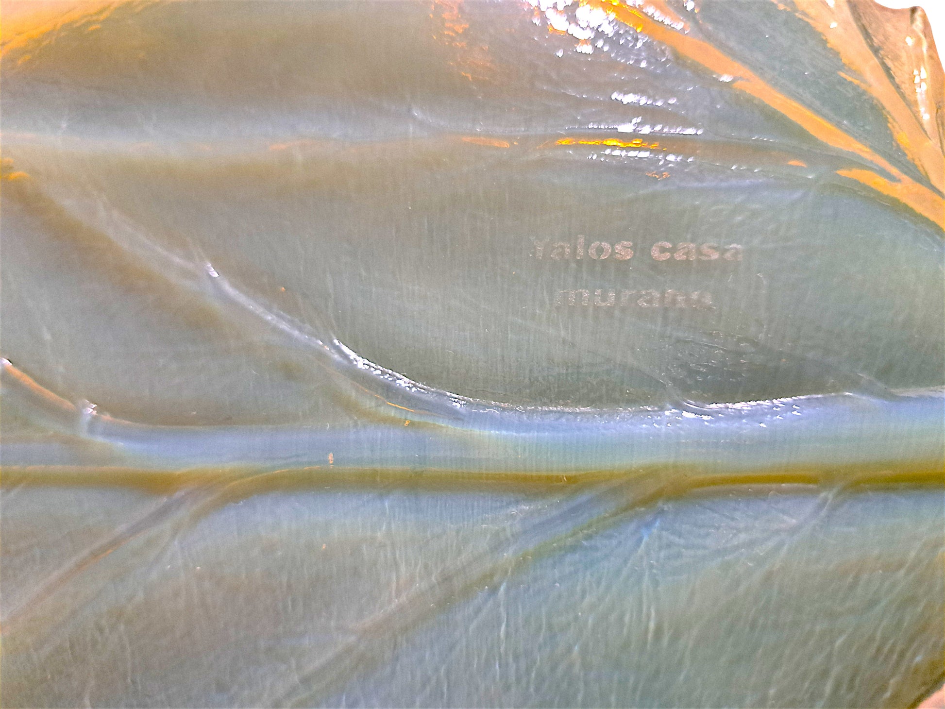 Centrotavola a forma di Foglia in Vetro di Murano Opalino Giallo, Yalos