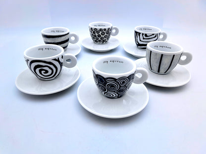 Servizio 6 Tazzine Caffè, Illy Art Collection, Spirali, Pietro Belli