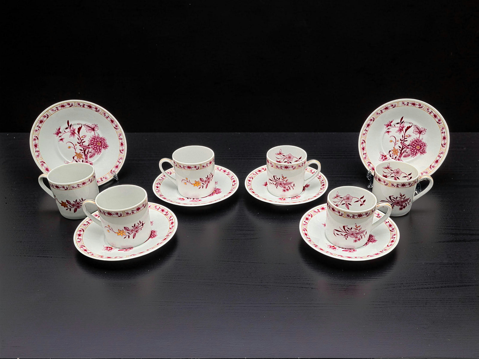 Coffee Set with 6 Cups, Limoges, Bernardaud, Pekin model