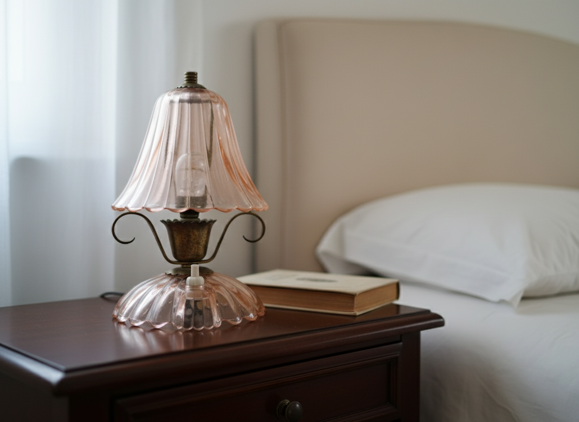 Lampada Rosa in Vetro di Murano, Vetreria Barovier