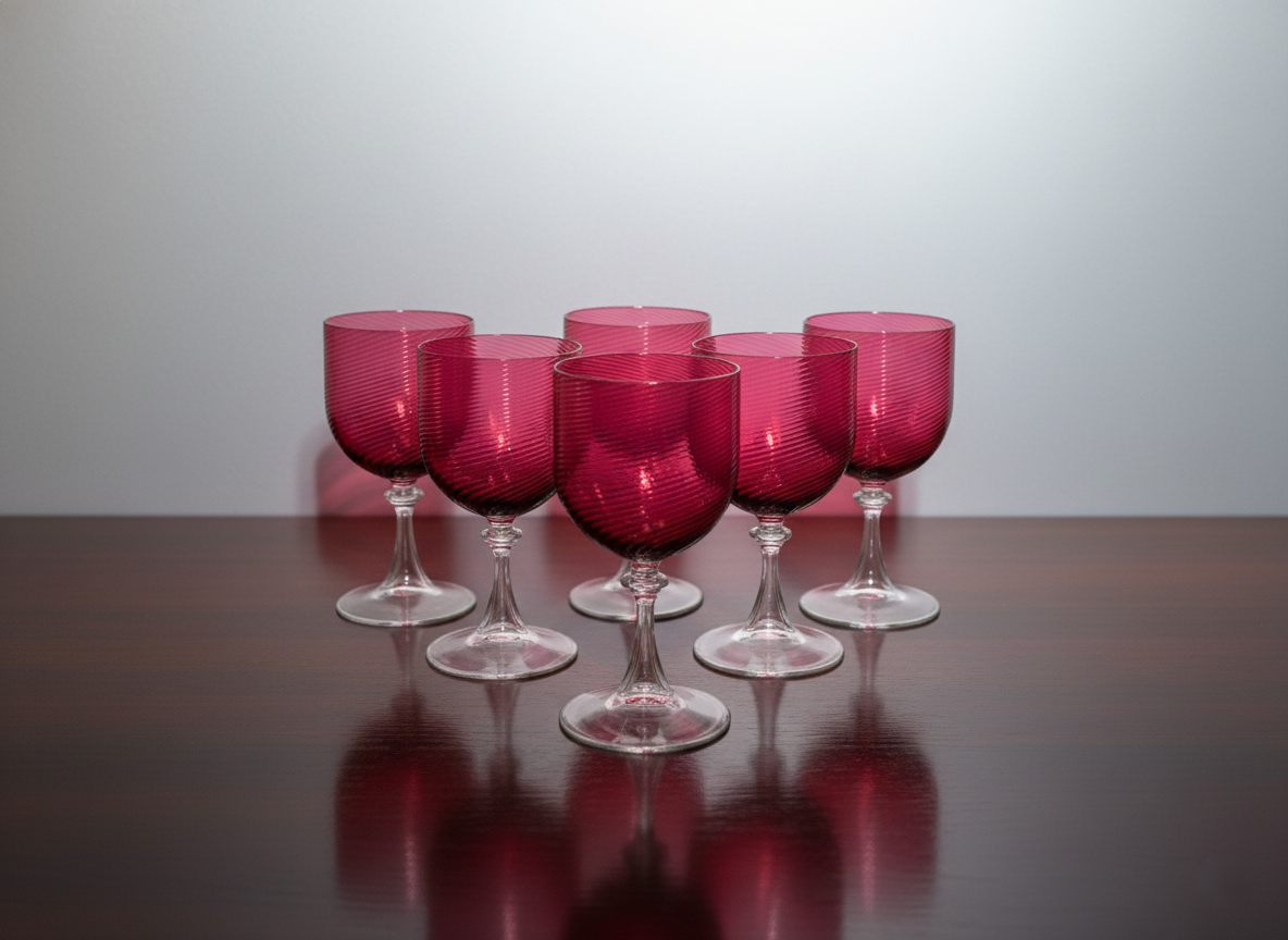 Servizio da 6 Bicchieri in Vetro di Murano, Vetreria NasonMoretti, Rigadin