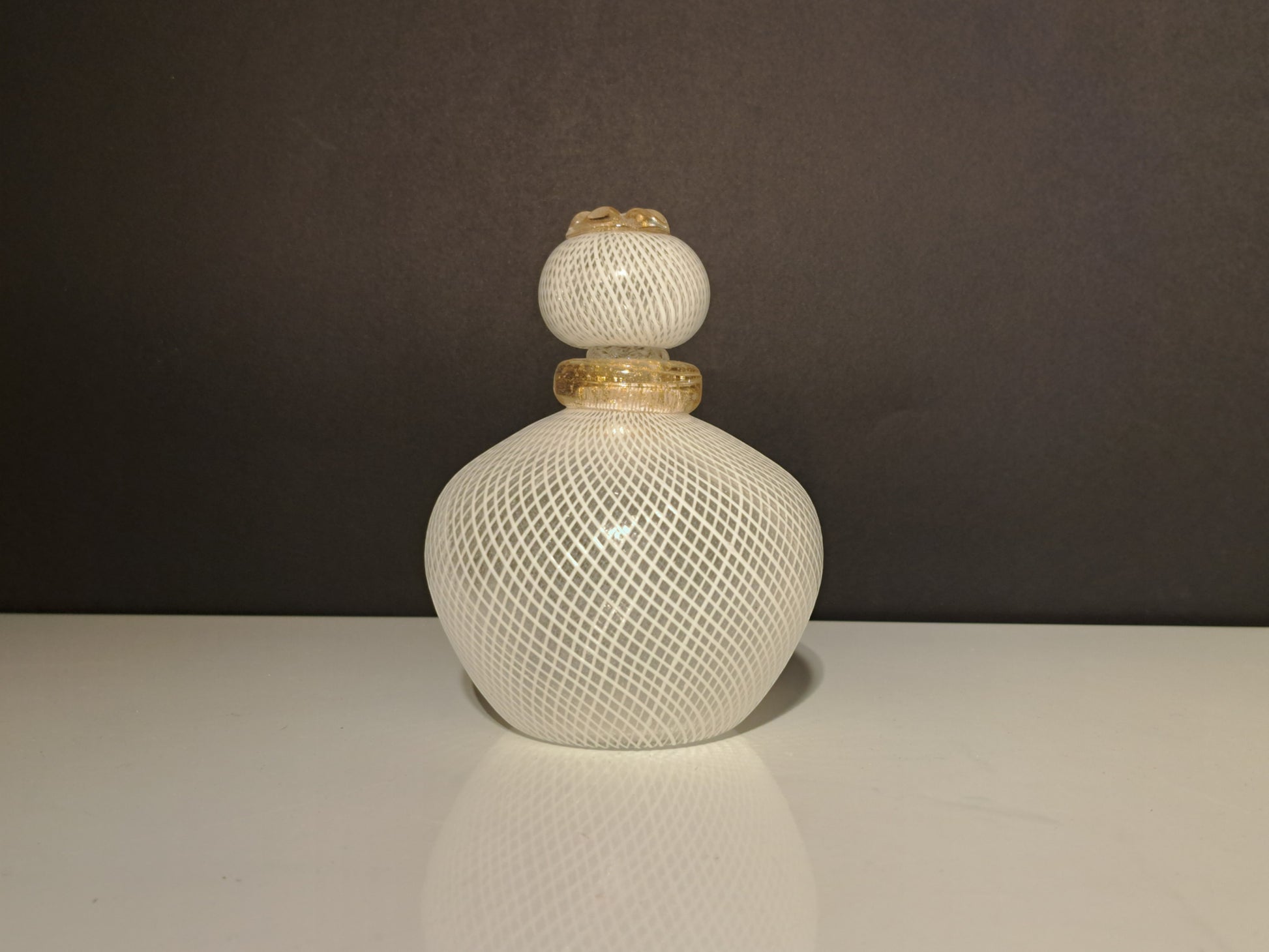 Murano Glass Perfume Bottle, Reticello Processing