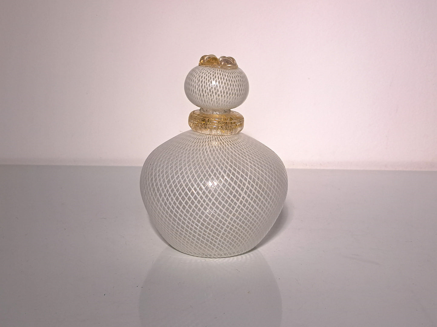 Murano Glass Perfume Bottle, Reticello Processing