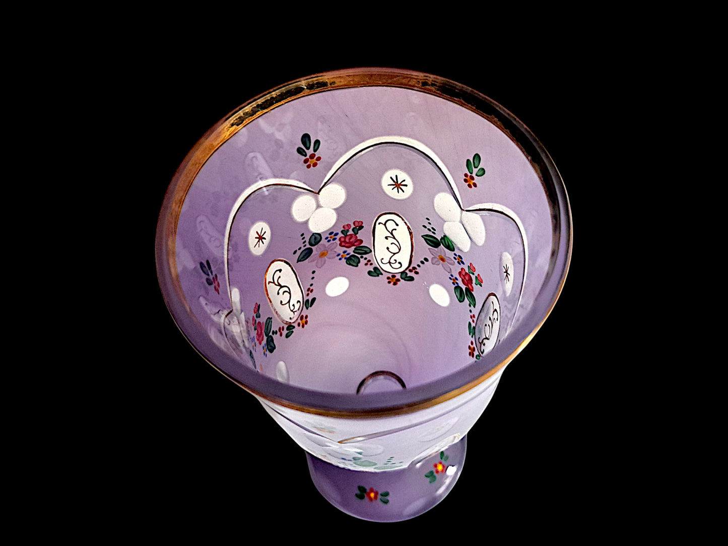 Calice in Cristallo di Boemia, Stile Biedermeier, Lilla