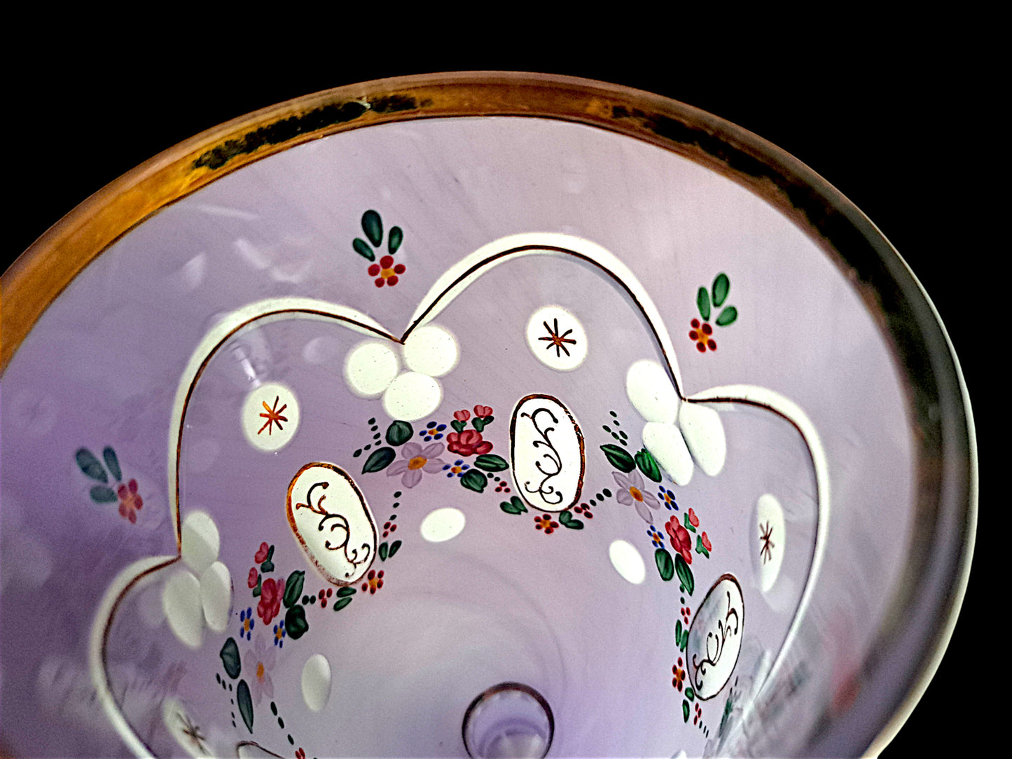 Calice in Cristallo di Boemia, Stile Biedermeier, Lilla