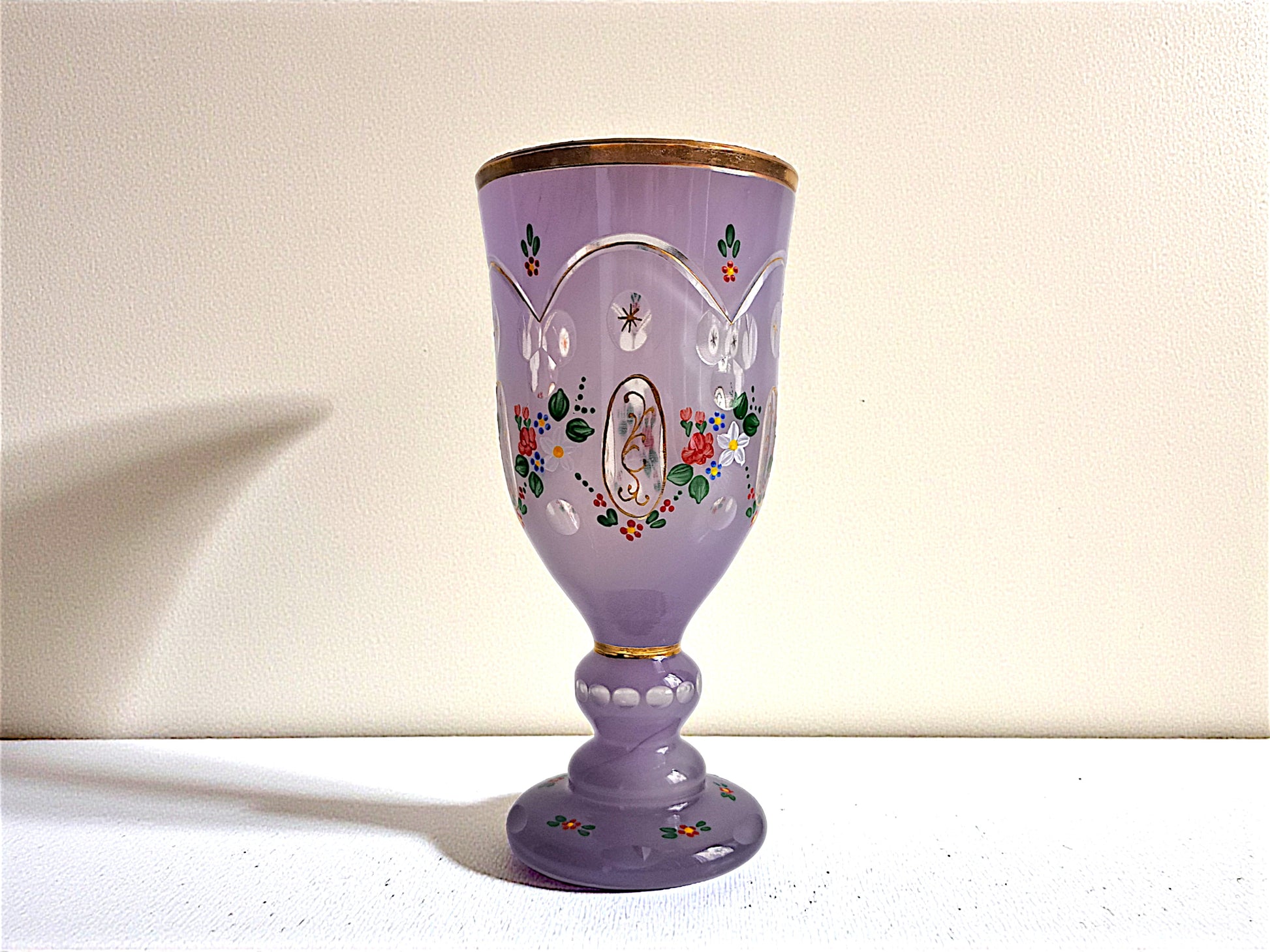 Calice in Cristallo di Boemia, Stile Biedermeier, Lilla