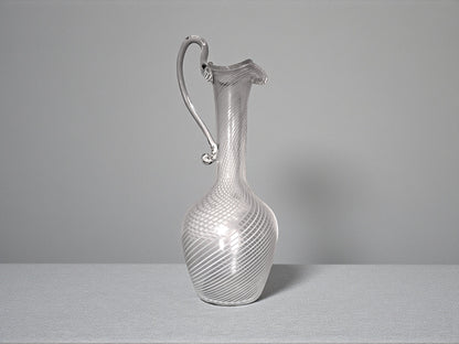 Caraffa in Vetro di Murano, Lavorazione Filigrana, Vetreria Salvadori