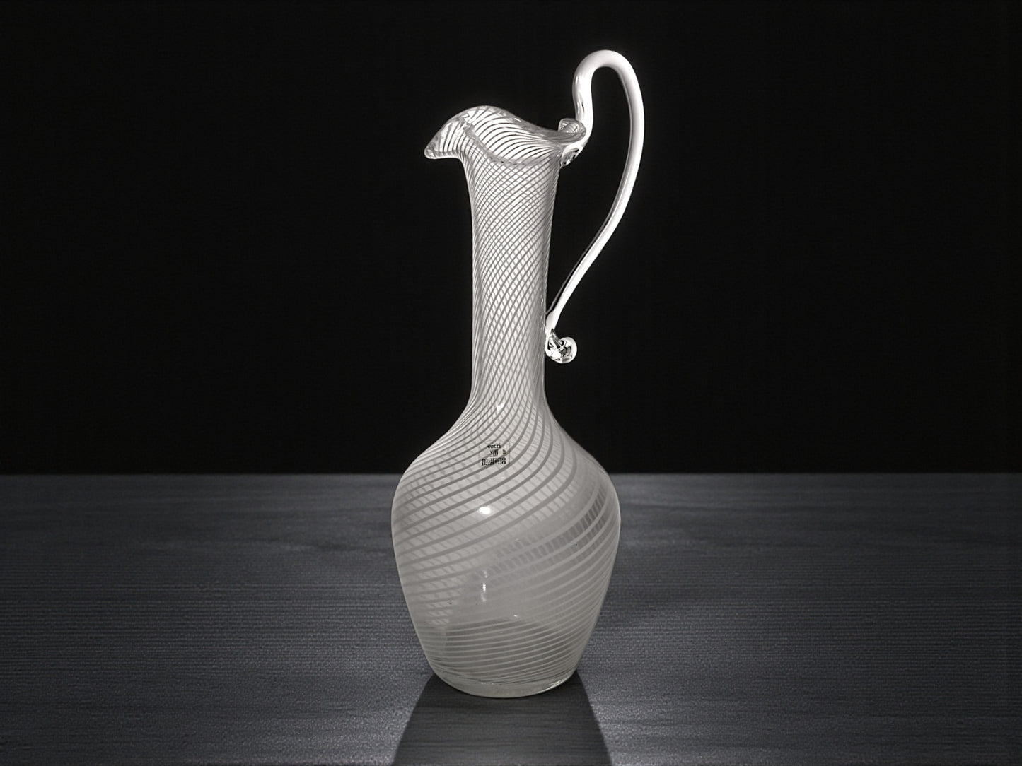 Caraffa in Vetro di Murano, Lavorazione Filigrana, Vetreria Salvadori