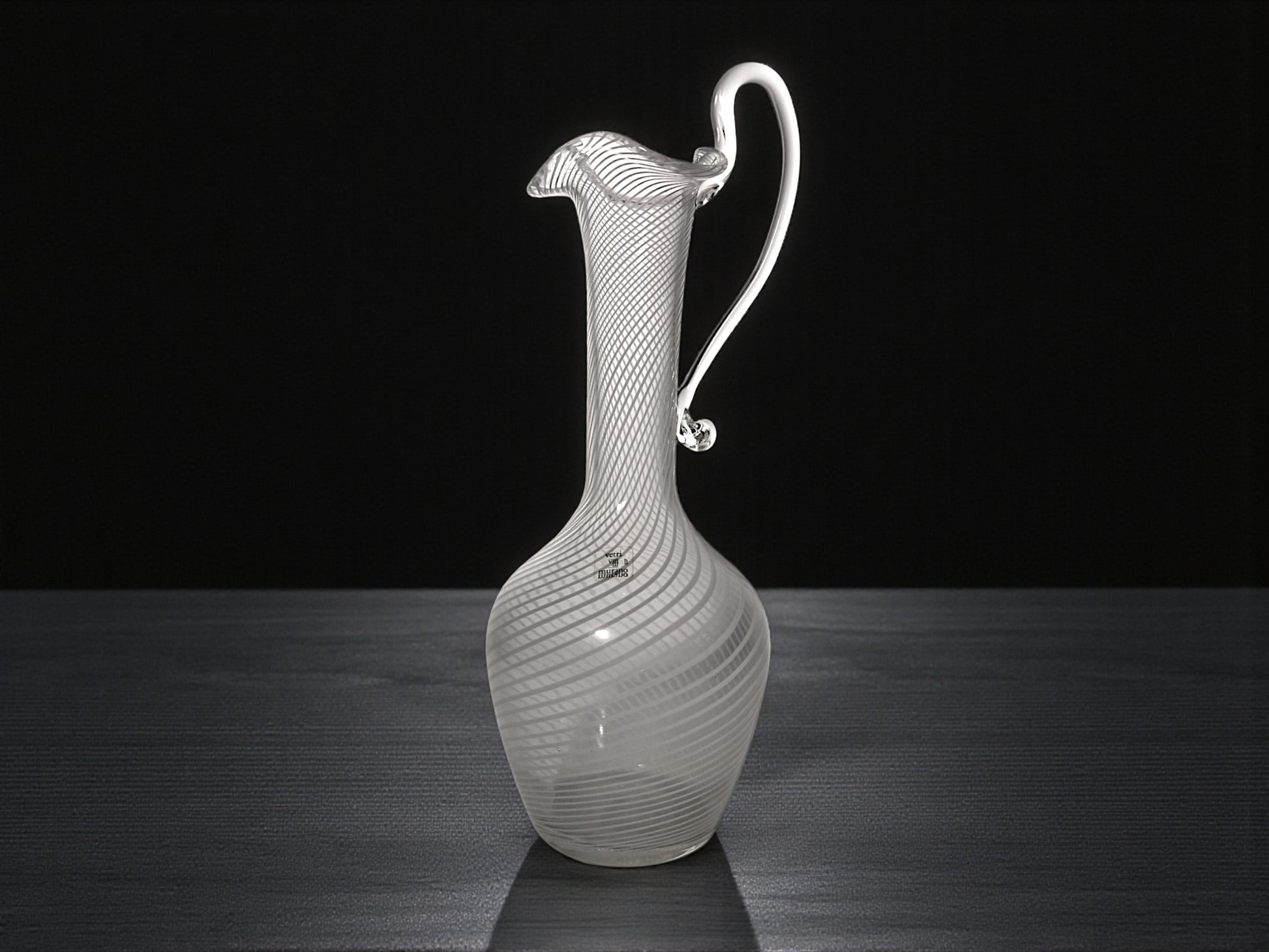 Caraffa in Vetro di Murano, Lavorazione Filigrana, Vetreria Salvadori