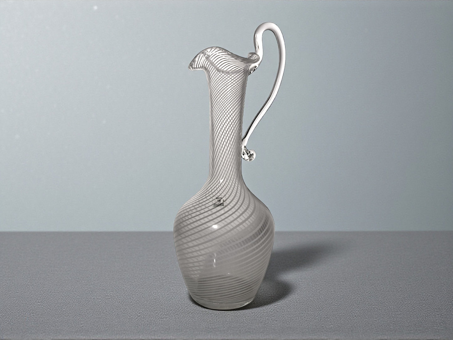 Caraffa in Vetro di Murano, Lavorazione Filigrana, Vetreria Salvadori