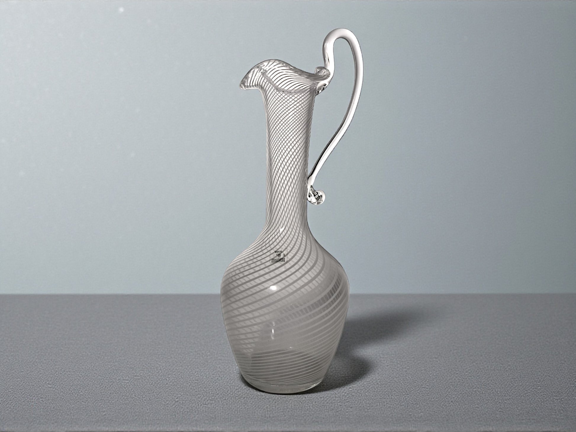 Caraffa in Vetro di Murano, Lavorazione Filigrana, Vetreria Salvadori