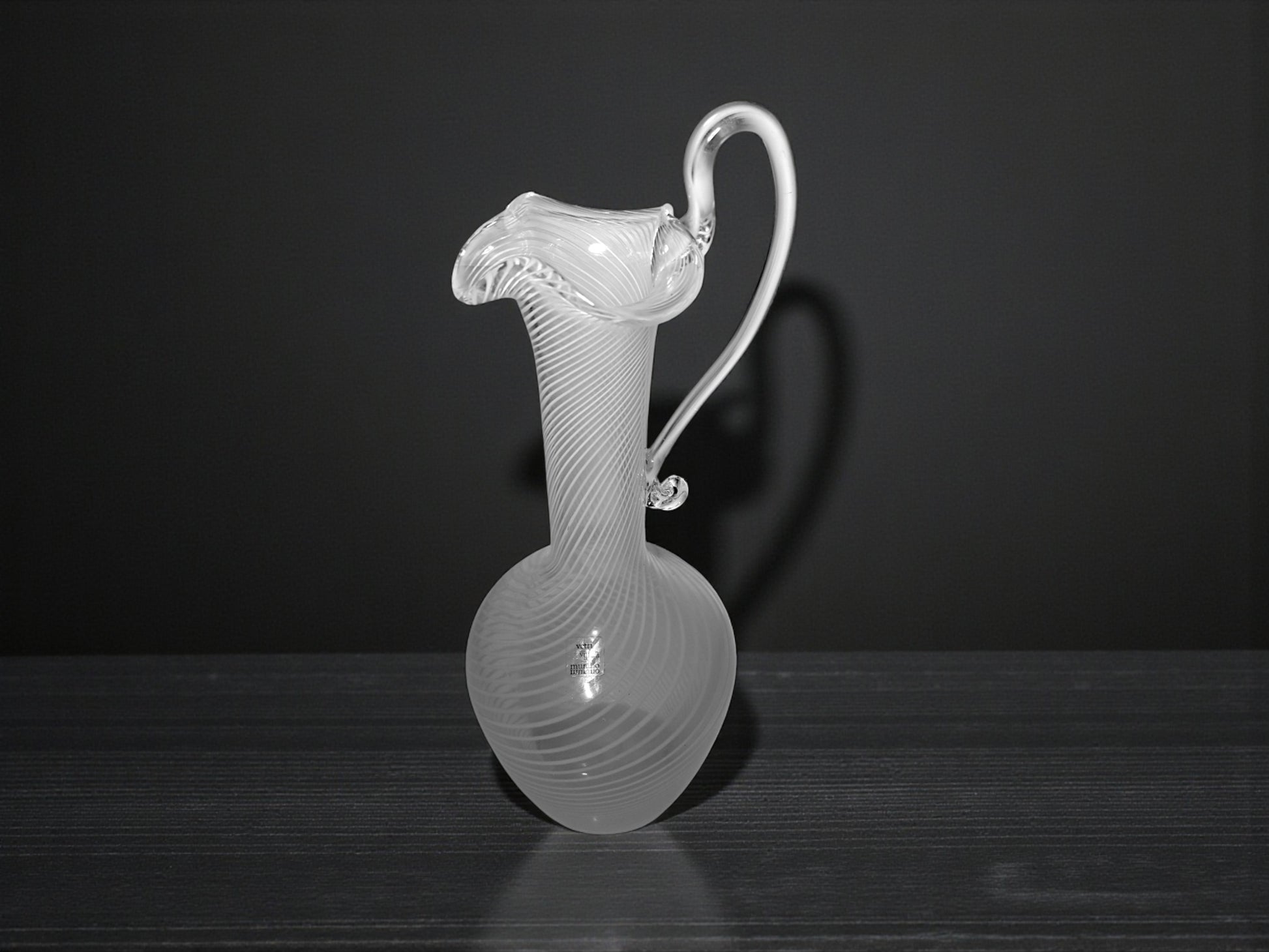 Caraffa in Vetro di Murano, Lavorazione Filigrana, Vetreria Salvadori