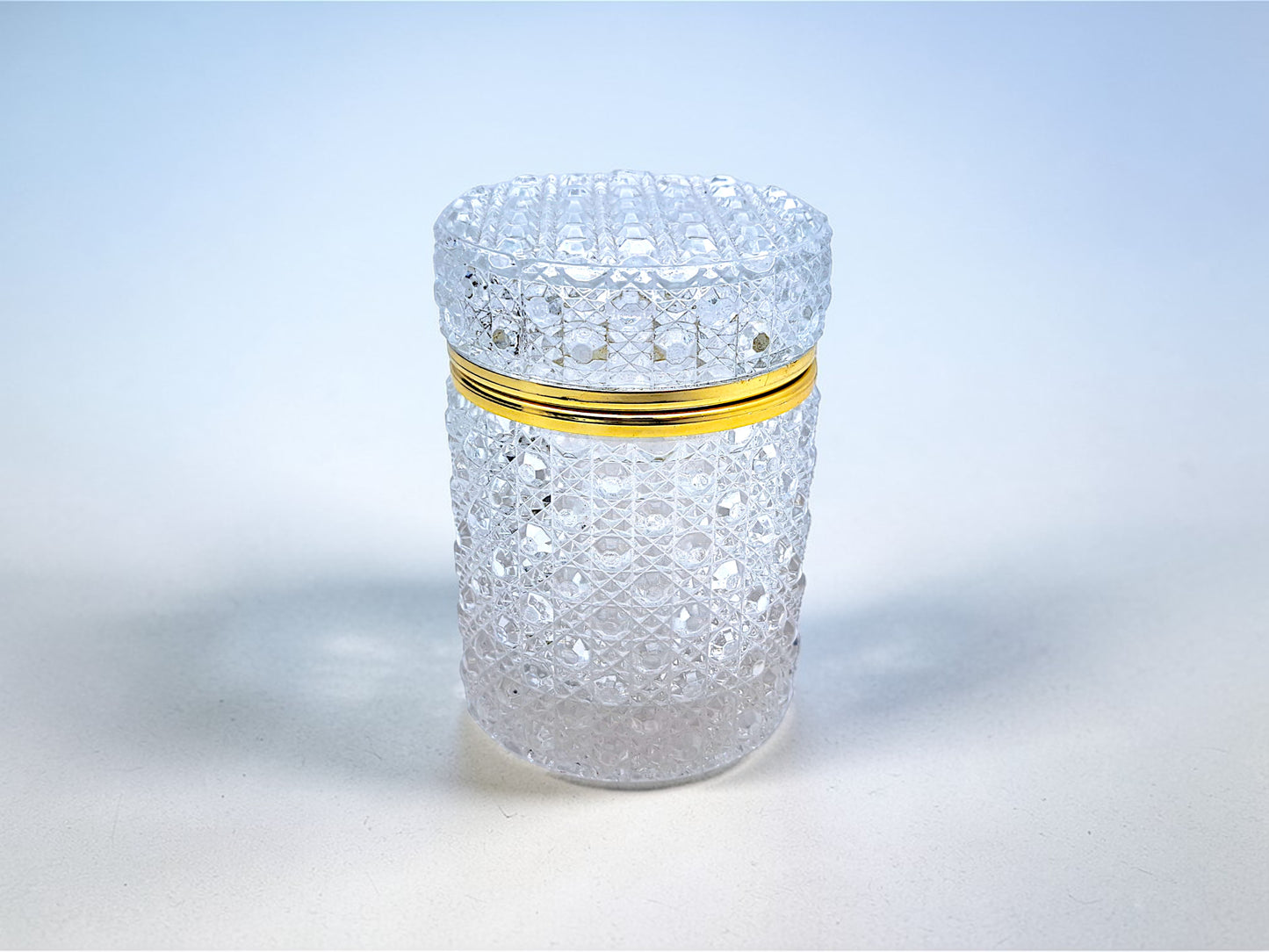French Cylindrical Jewelry Box, Baccarat Style