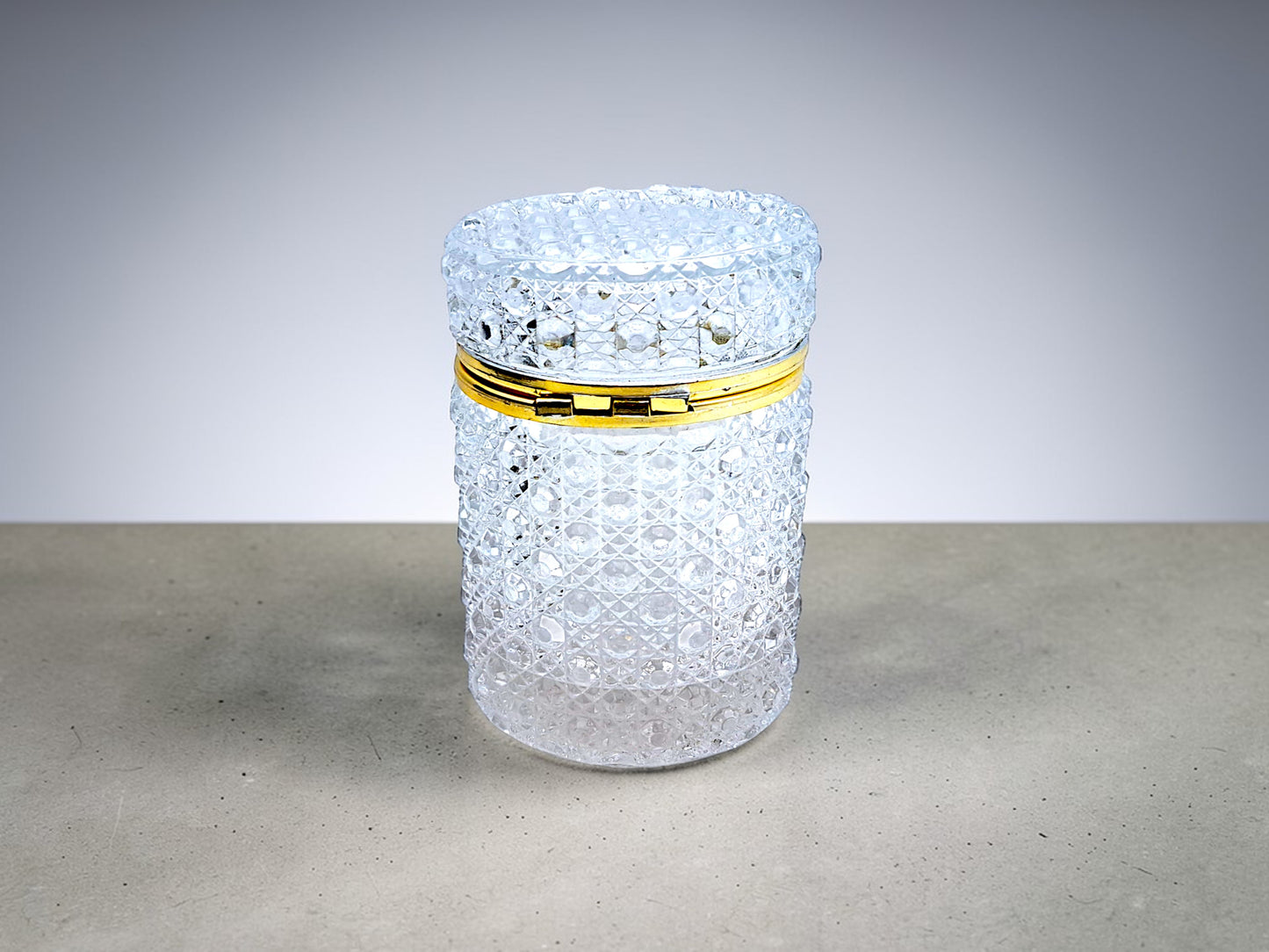 French Cylindrical Jewelry Box, Baccarat Style