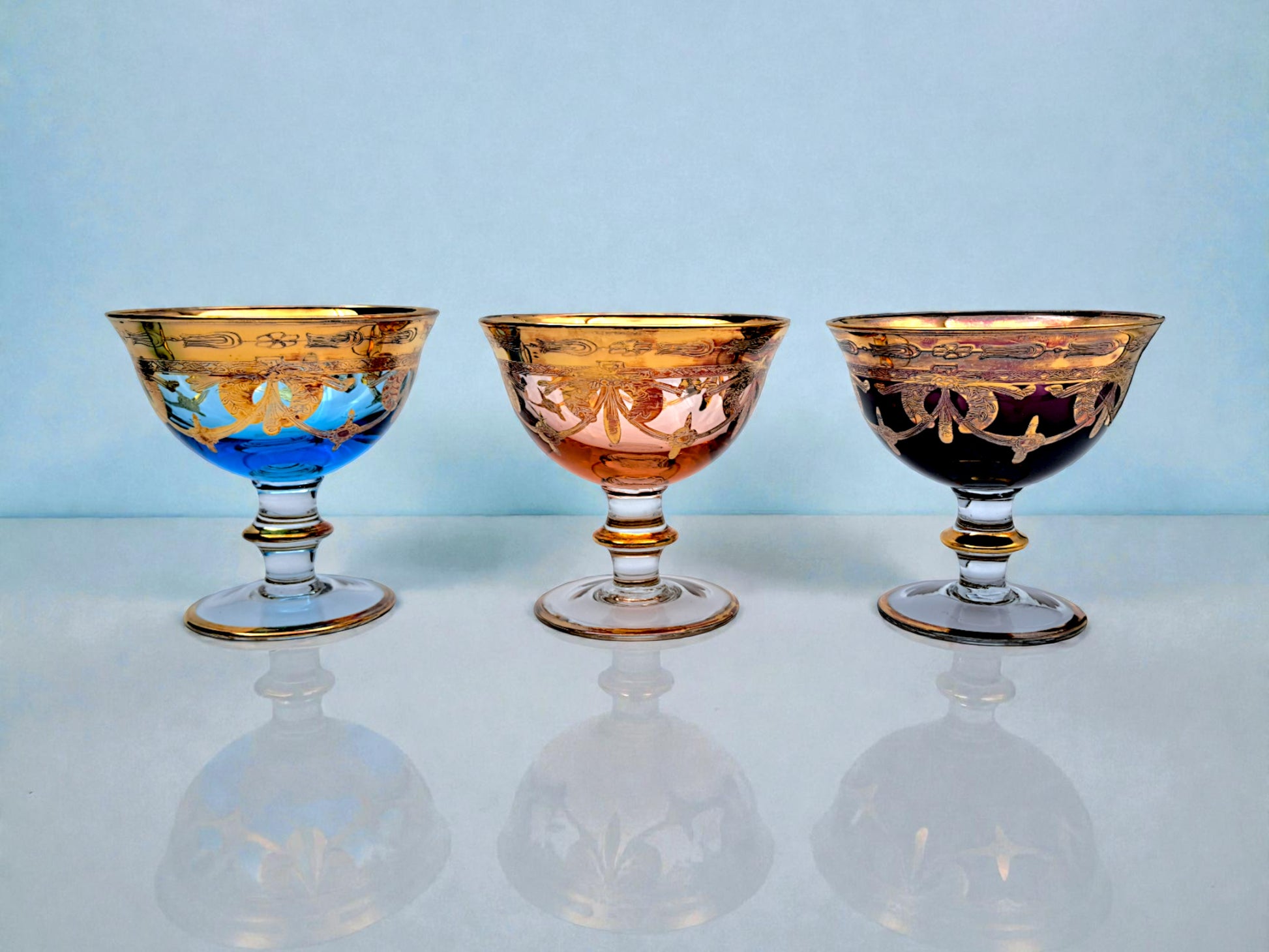 Servizio 6 Coppe in Vetro di Murano, Coppe Arlecchino