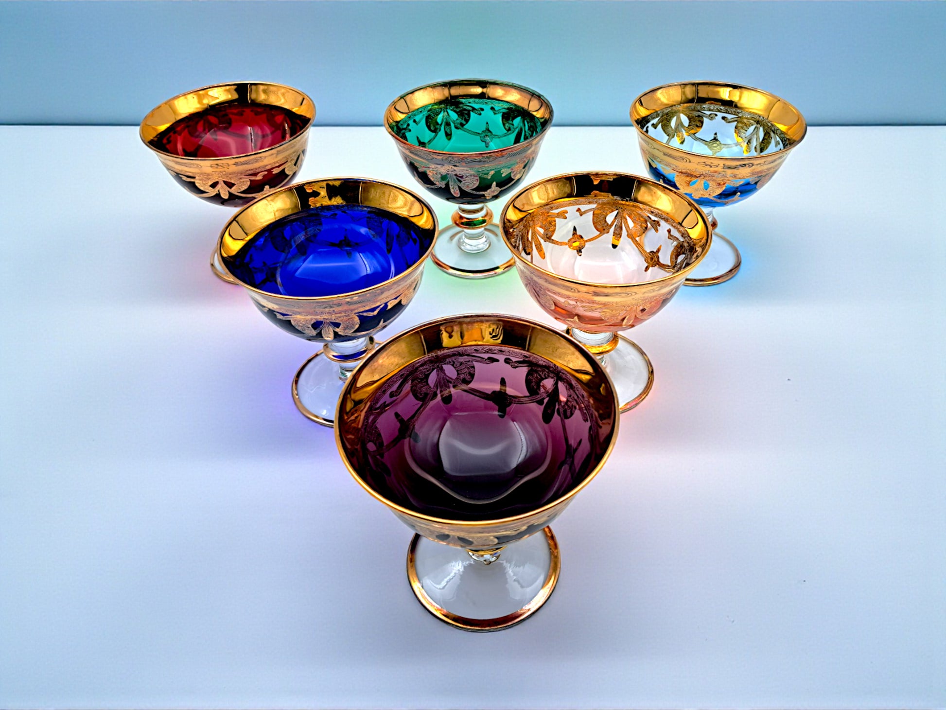 Servizio 6 Coppe in Vetro di Murano, Coppe Arlecchino