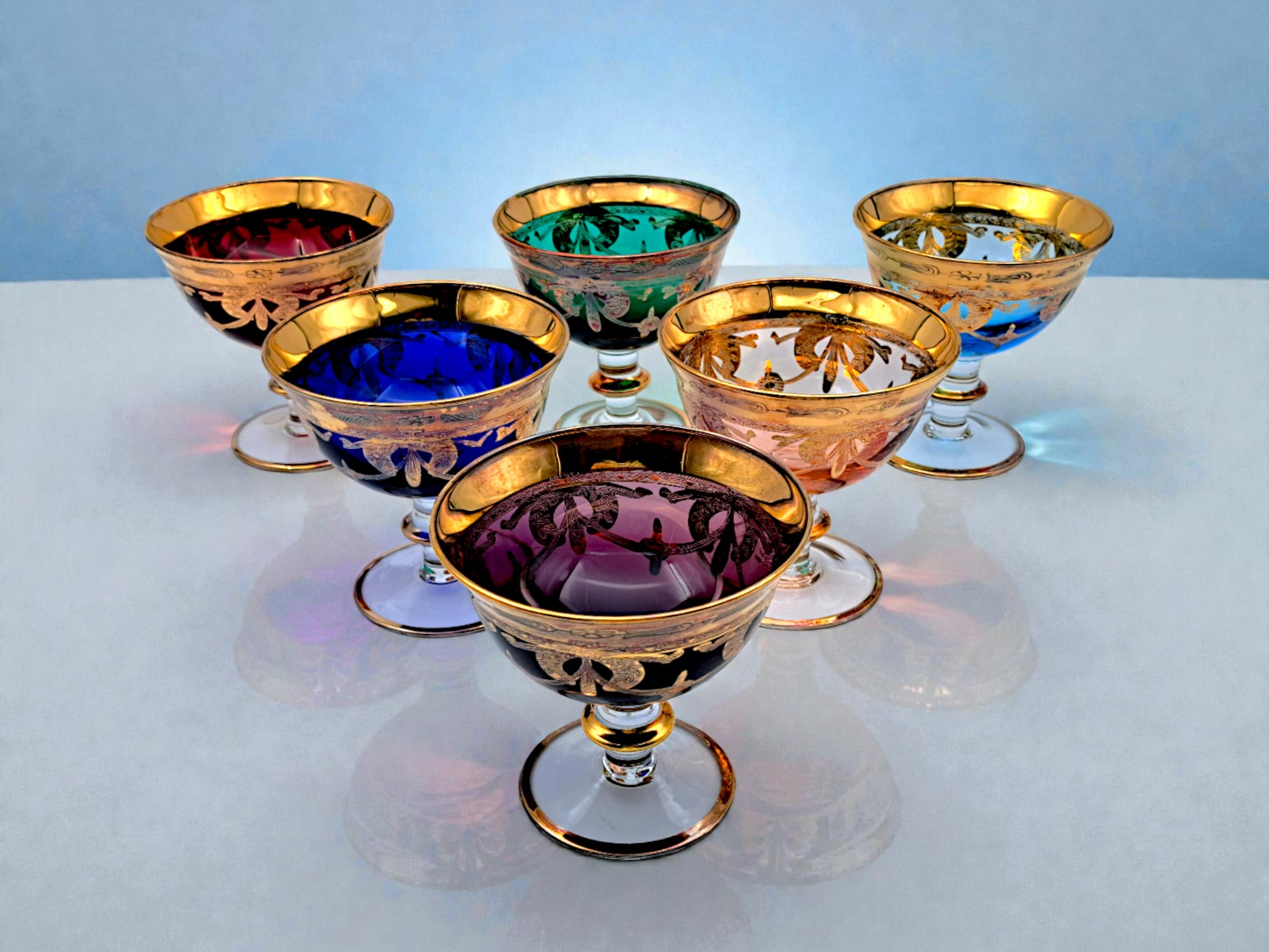 Servizio 6 Coppe in Vetro di Murano, Coppe Arlecchino