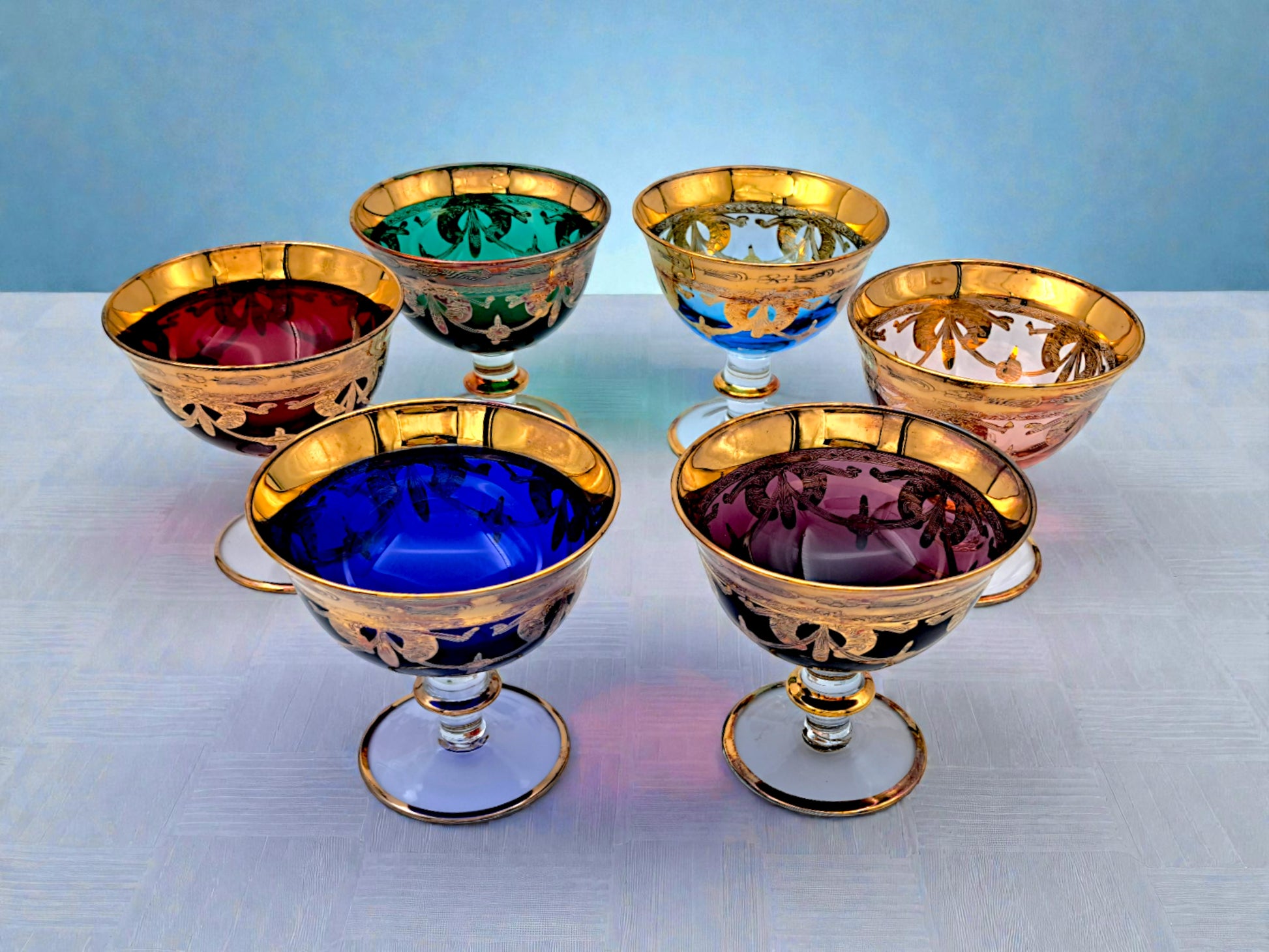 Servizio 6 Coppe in Vetro di Murano, Coppe Arlecchino