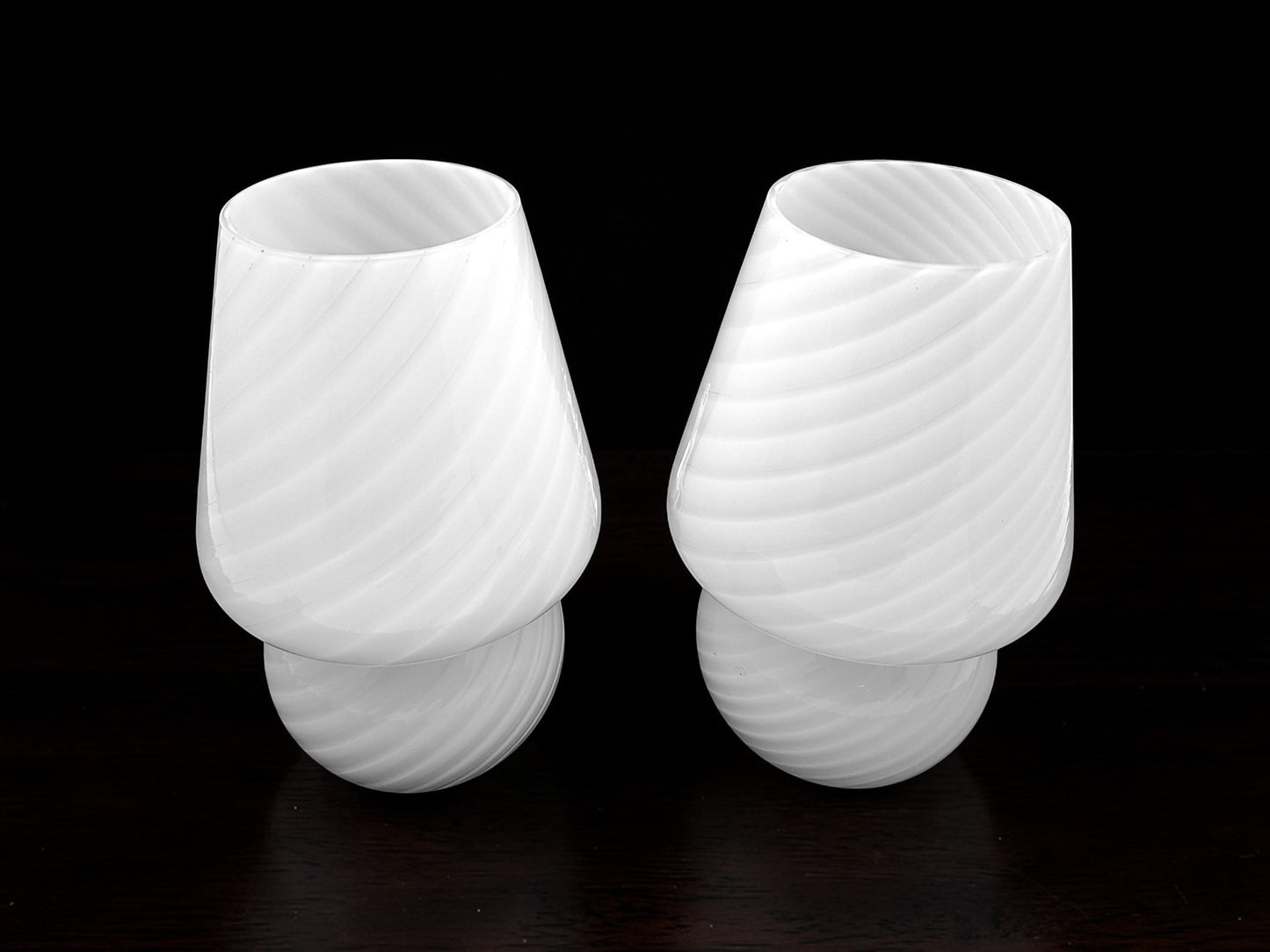 Coppia di Lampade Mushroom in Vetro di Murano, Swirl