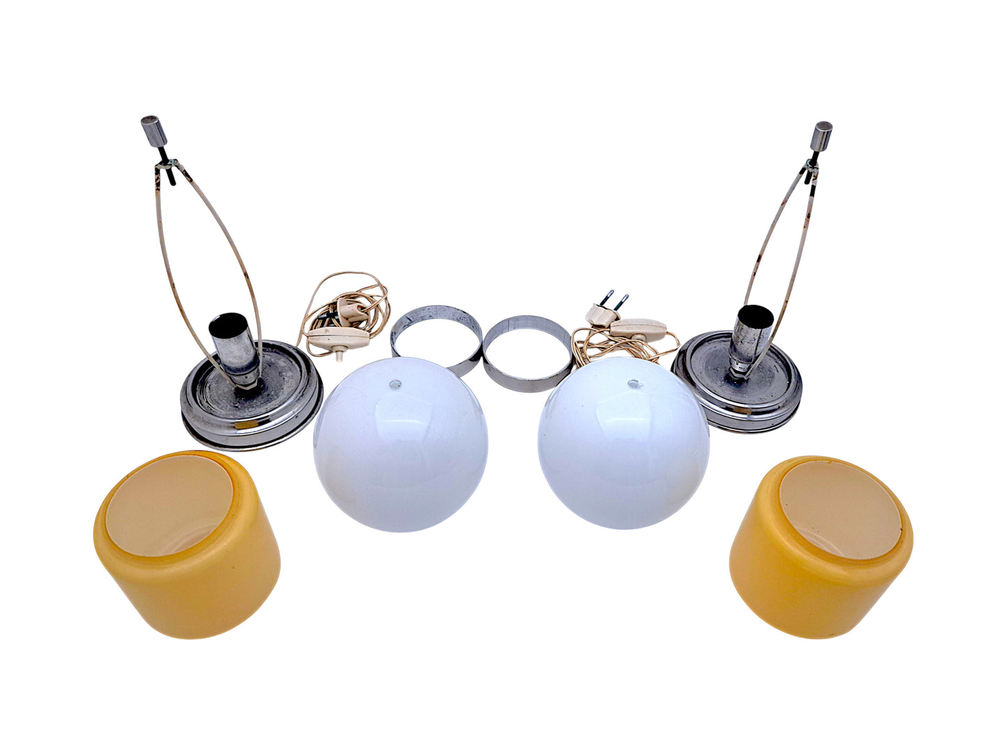 Coppia di Lampade in Vetro Opalino di Murano