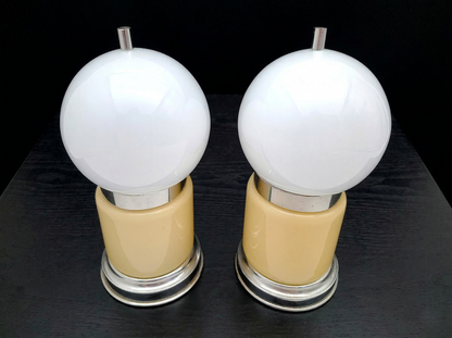 Coppia di Lampade in Vetro Opalino di Murano