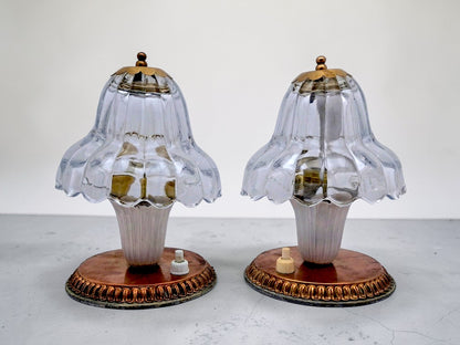 Coppia di Lampade da Comodino in Vetro di Murano, Barovier