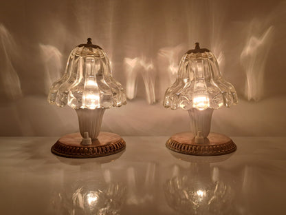 Coppia di Lampade da Comodino in Vetro di Murano, Barovier
