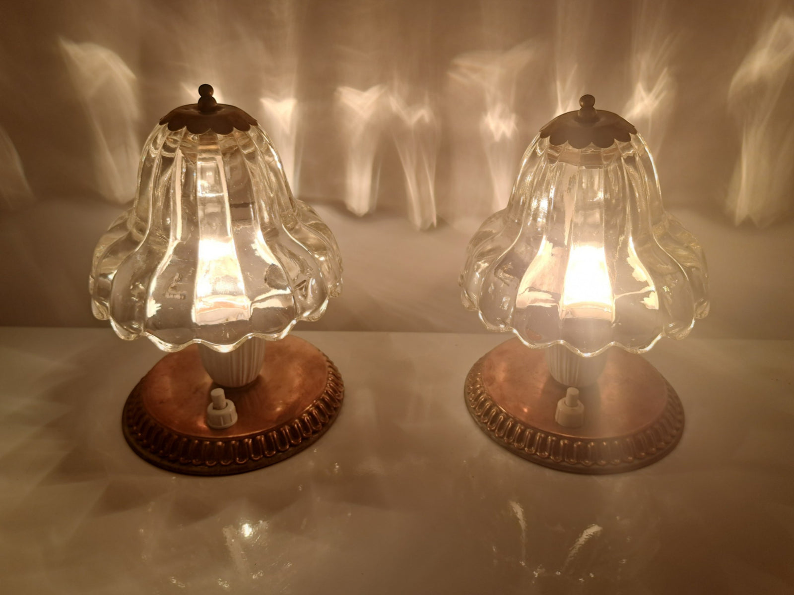 Coppia di Lampade da Comodino in Vetro di Murano, Barovier