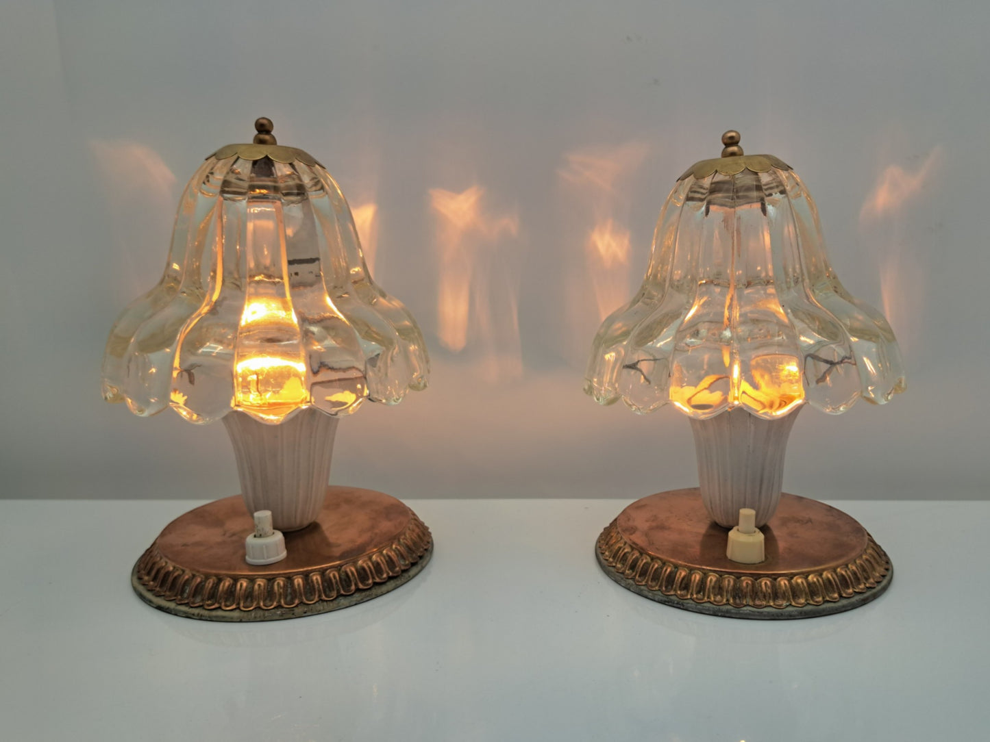 Coppia di Lampade da Comodino in Vetro di Murano, Barovier