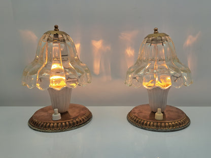 Coppia di Lampade da Comodino in Vetro di Murano, Barovier