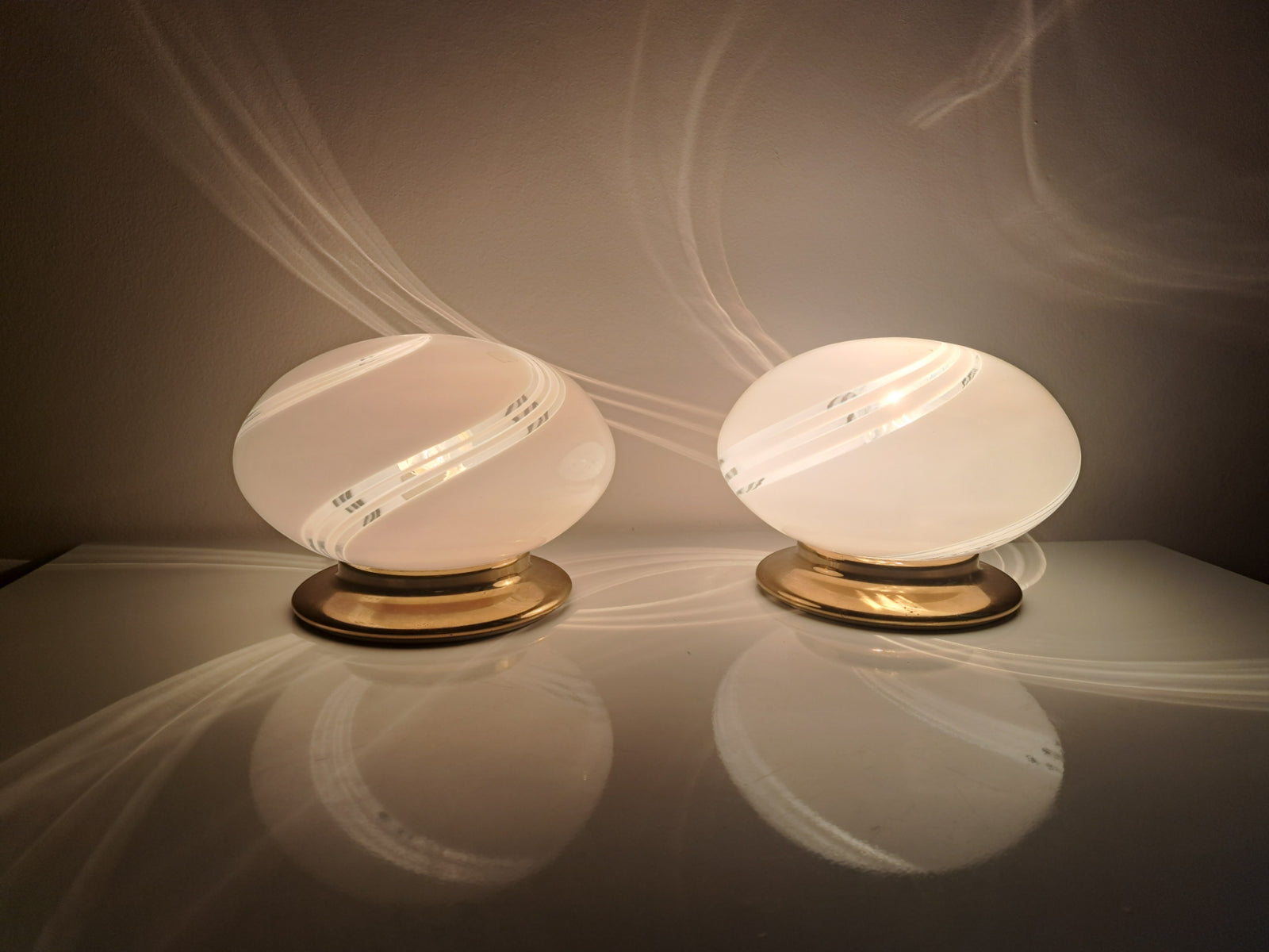 Coppia di Lampade da Tavolo, comodino in Vetro di Murano