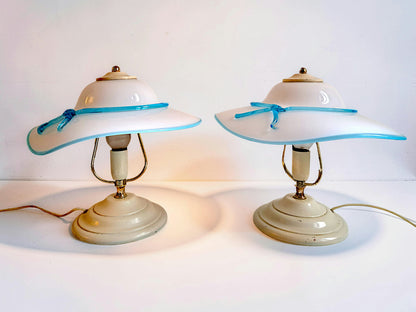 Coppia di Lampade in Vetro di Murano, Paralume a Cappello