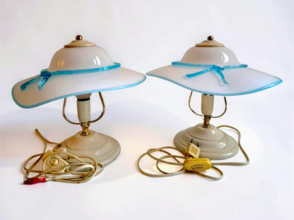 Coppia di Lampade in Vetro di Murano, Paralume a Cappello