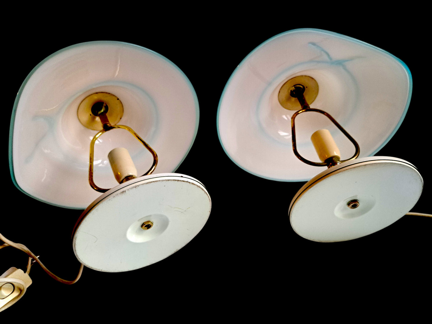 Coppia di Lampade in Vetro di Murano, Paralume a Cappello