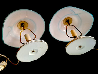 Coppia di Lampade in Vetro di Murano, Paralume a Cappello