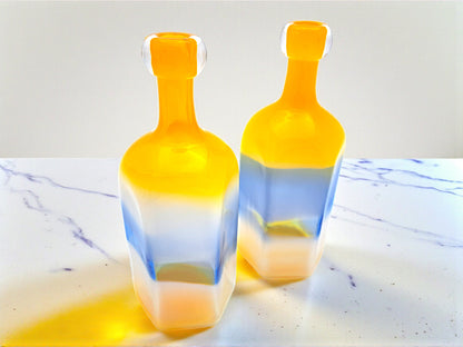 Coppia di Bottiglie in Vetro Policromo di Murano