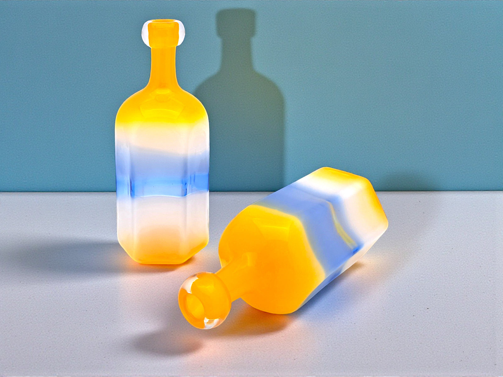 Coppia di Bottiglie in Vetro Policromo di Murano