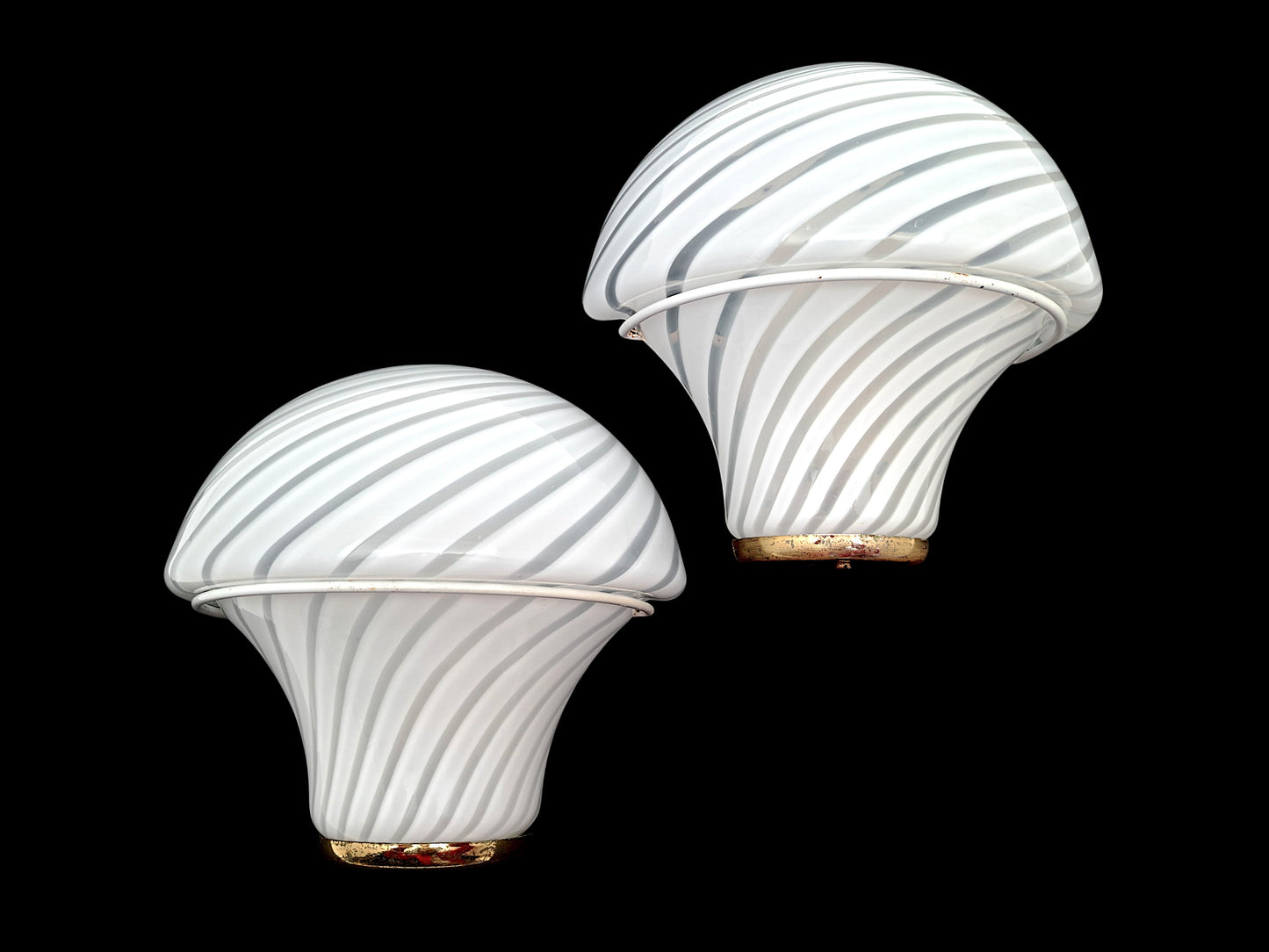 Coppia di Lampade a Parete in Vetro di Murano, Mushroom Swirl