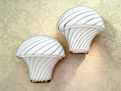Coppia di Lampade a Parete in Vetro di Murano, Mushroom Swirl