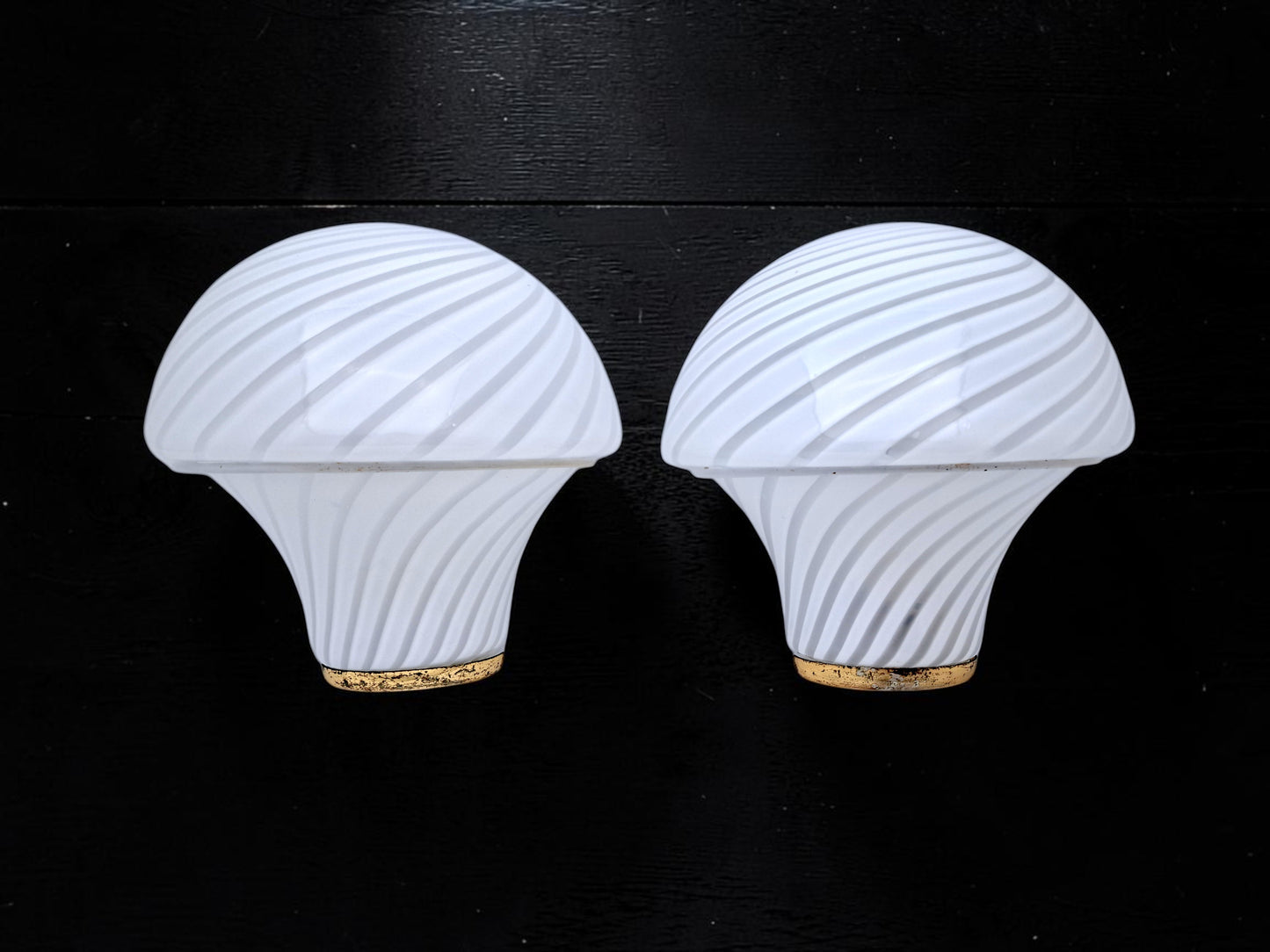 Coppia di Lampade a Parete in Vetro di Murano, Mushroom Swirl