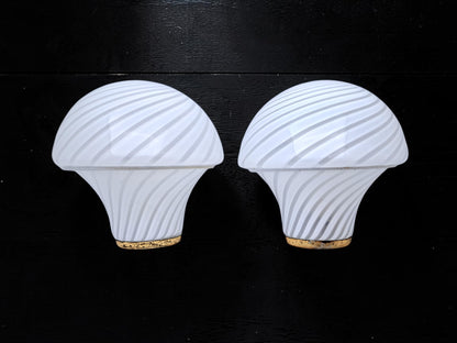 Coppia di Lampade a Parete in Vetro di Murano, Mushroom Swirl
