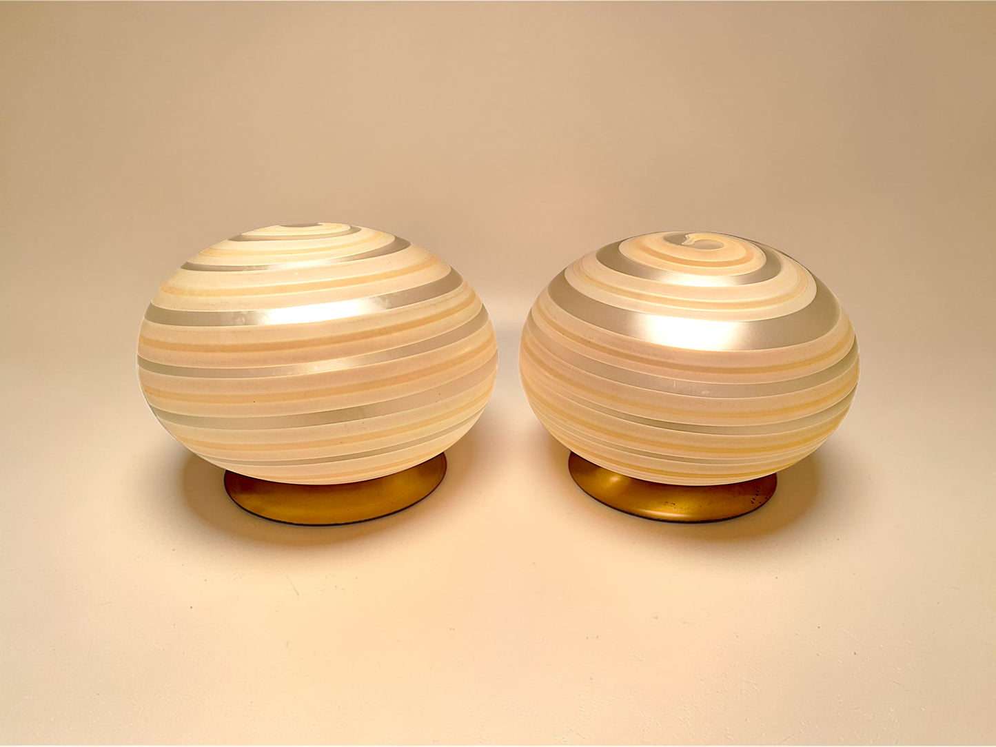 Coppia di Lampade da Comodino in Vetro di Murano, Swirl