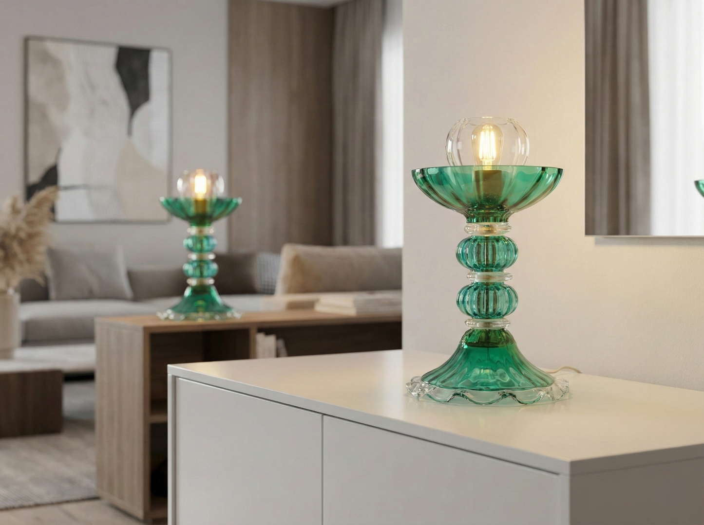 Coppia di Lampade in Vetro di Murano