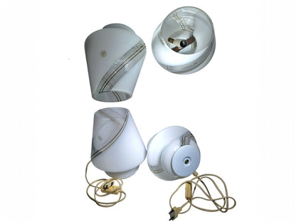 Coppia di Lampade Mushroom in Vetro di Murano, Satinate